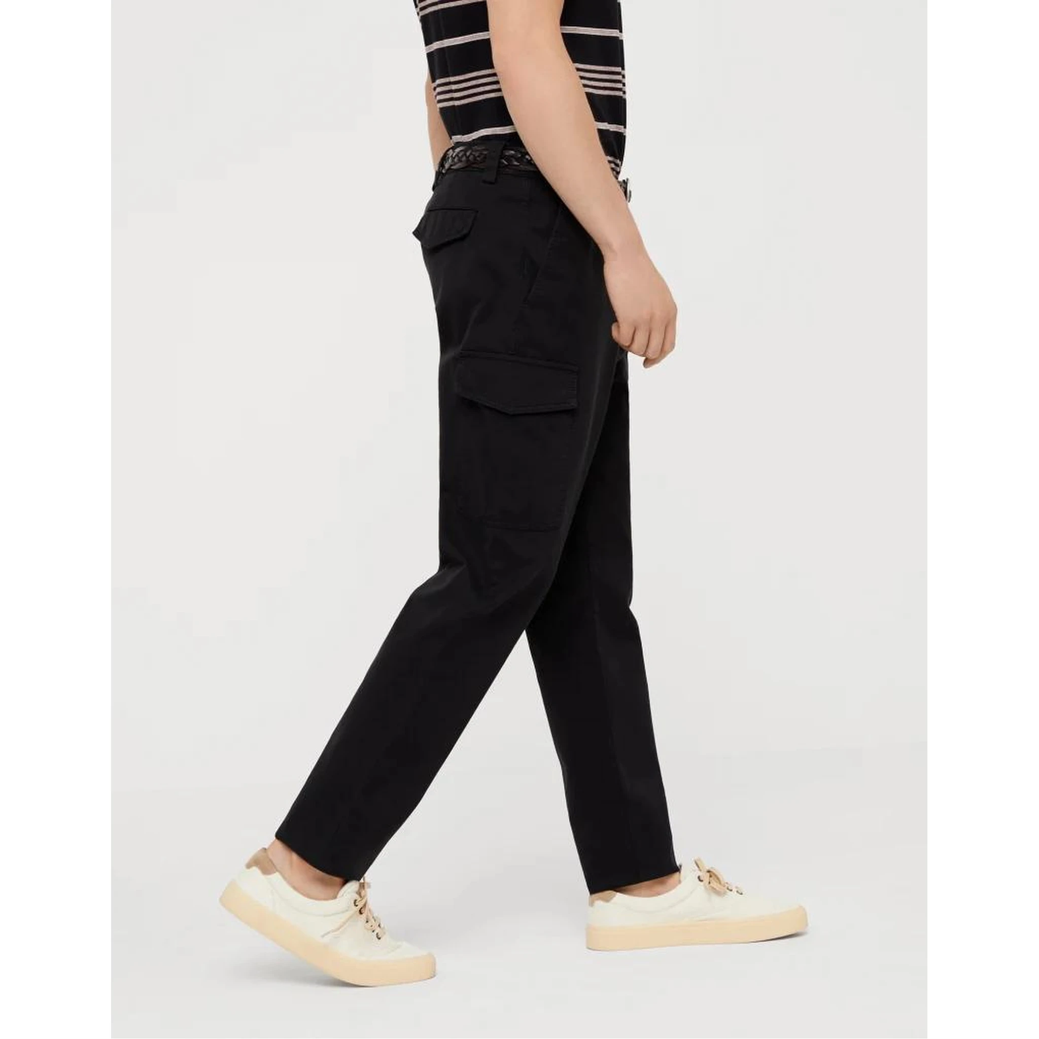 Black Cotton Cargo Pants