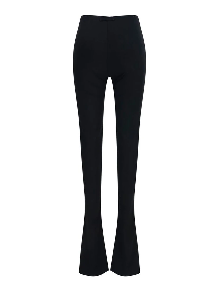 Black Viscose Flared Pants