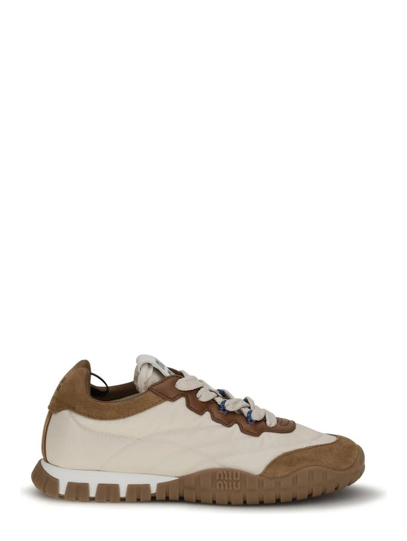 Beige Polyamide Athletic Sneakers