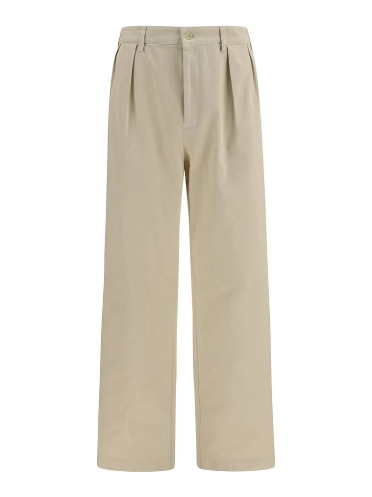 Beige Cotton Casual Pants