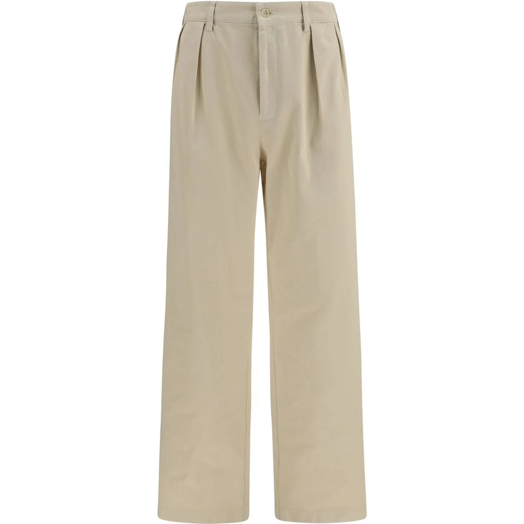 Beige Cotton Casual Pants