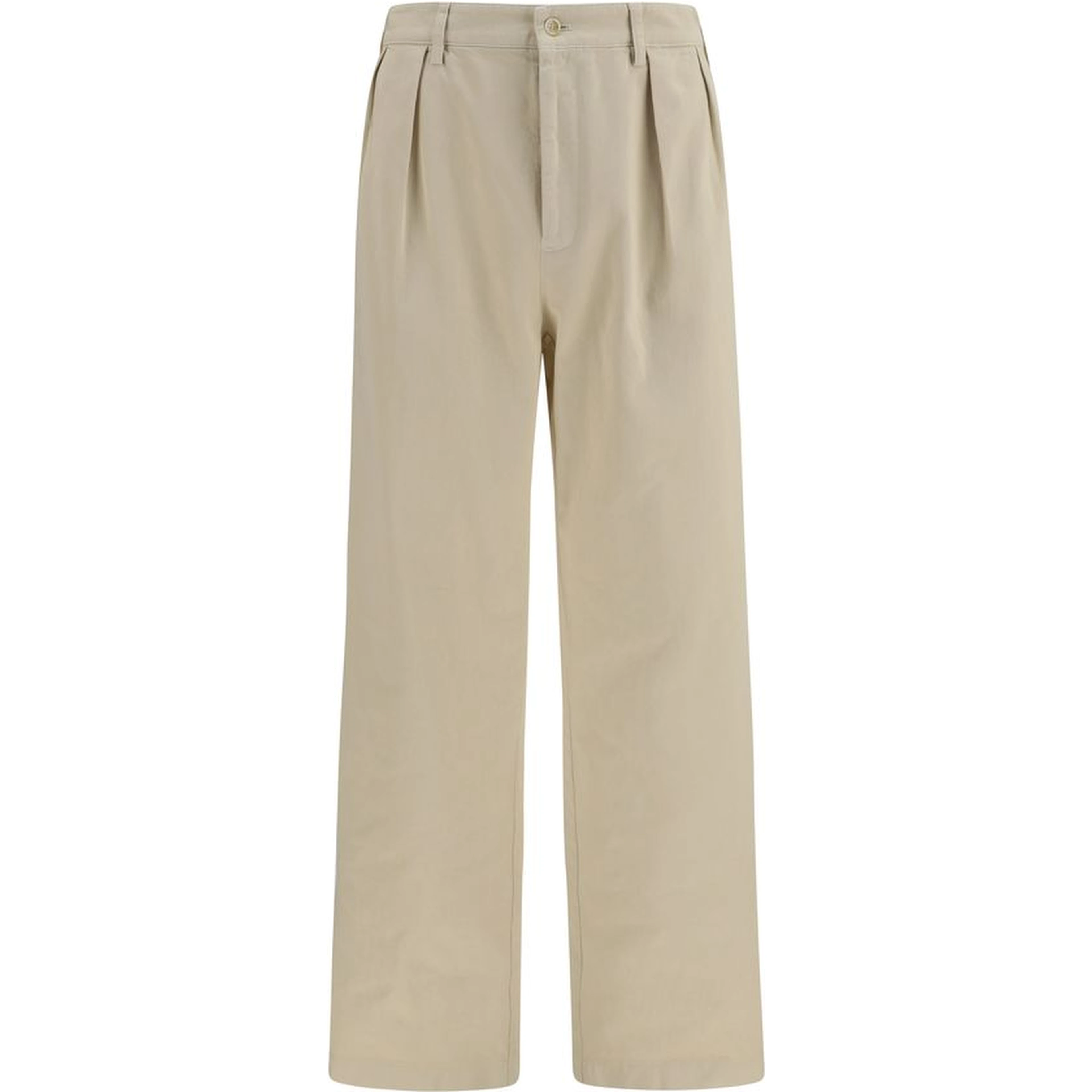Beige Cotton Casual Pants
