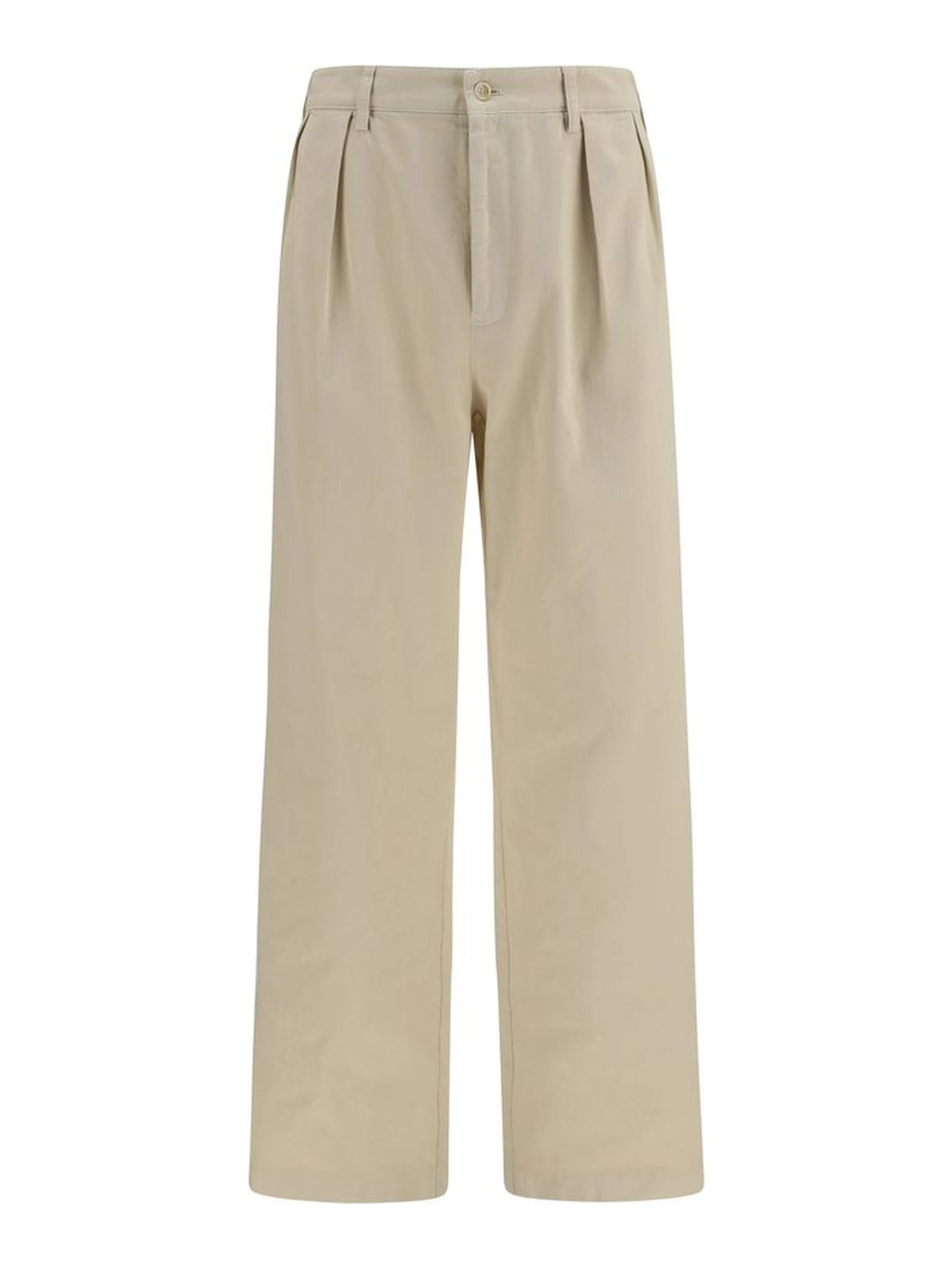 Beige Cotton Casual Pants