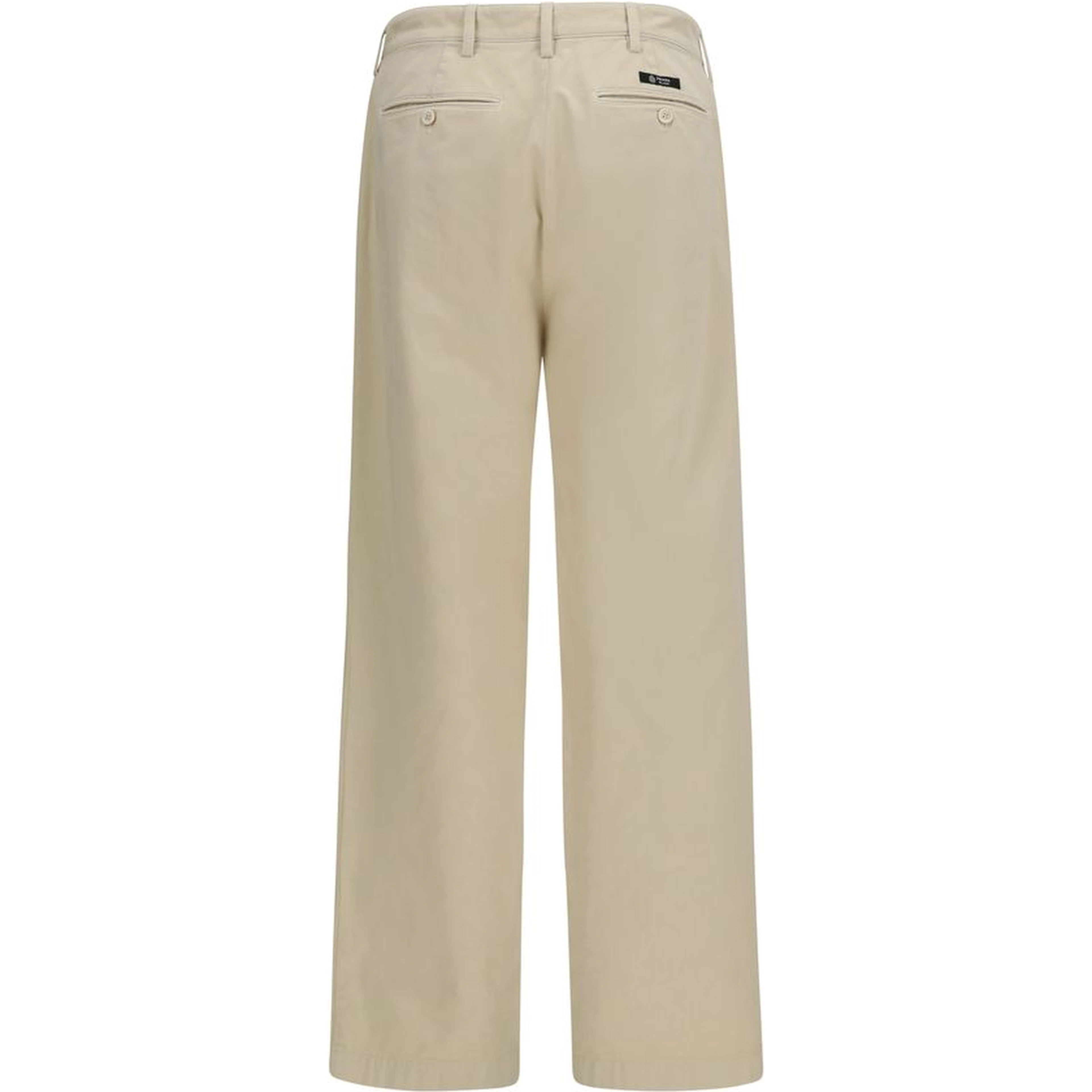 Beige Cotton Casual Pants