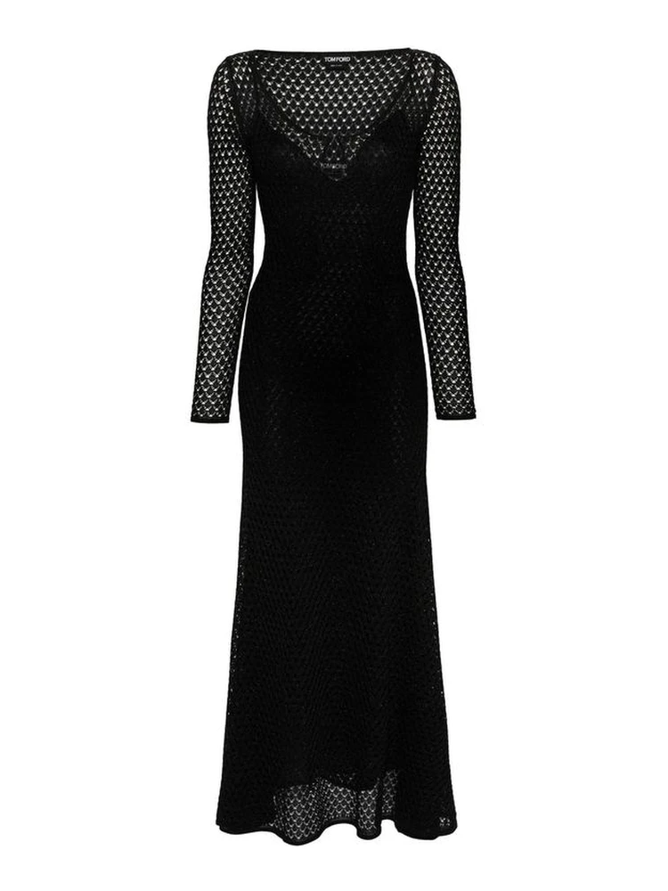 Black Metallic Fibre Casual Dress