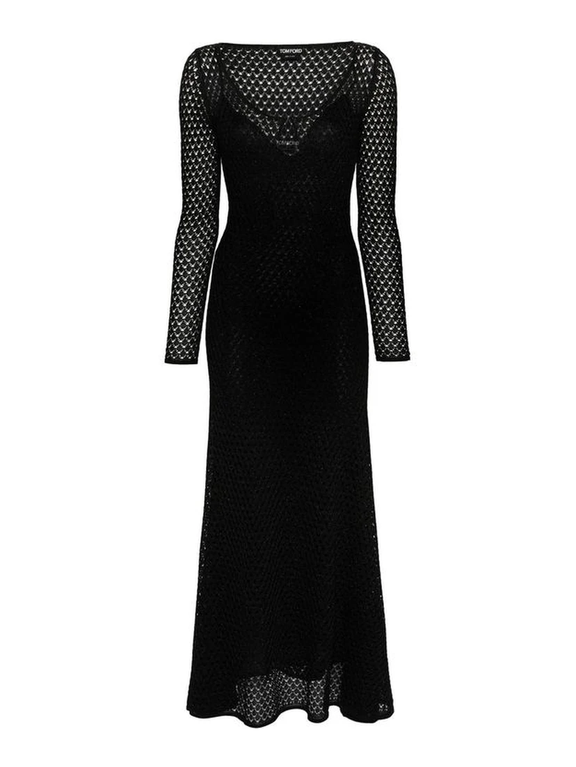 Black Metallic Fibre Casual Dress