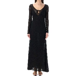 Black Metallic Fibre Casual Dress