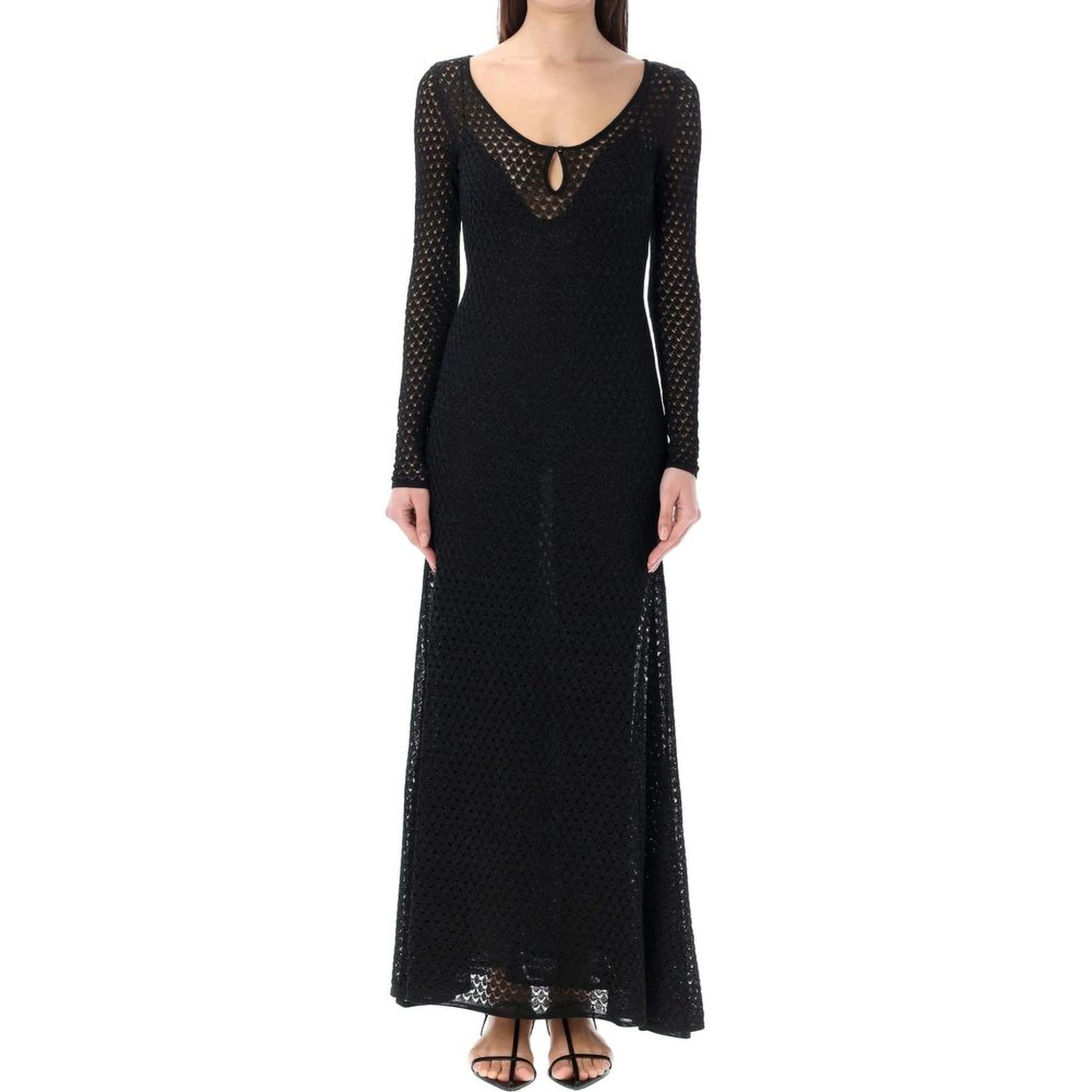 Black Metallic Fibre Casual Dress