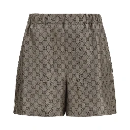Beige Silk Bermuda Shorts