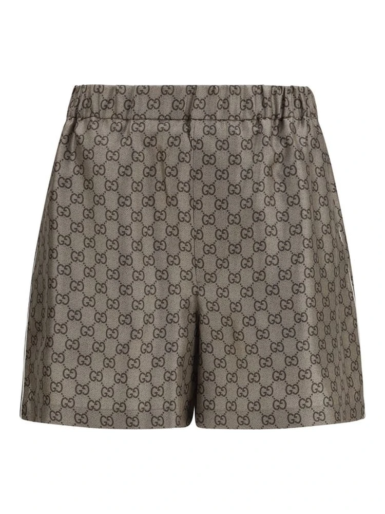 Beige Silk Bermuda Shorts