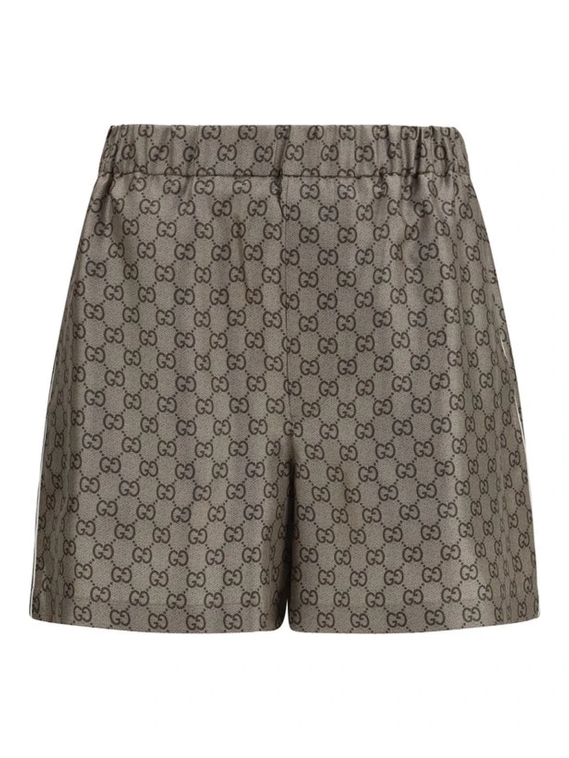 Beige Silk Bermuda Shorts