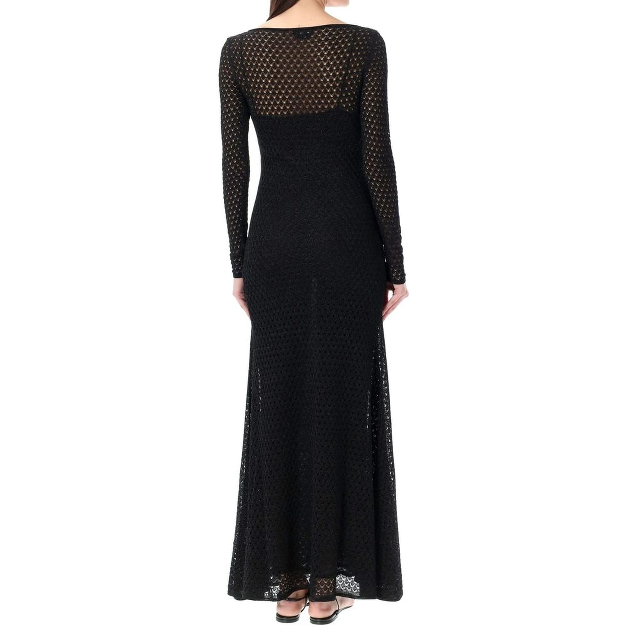 Black Metallic Fibre Casual Dress