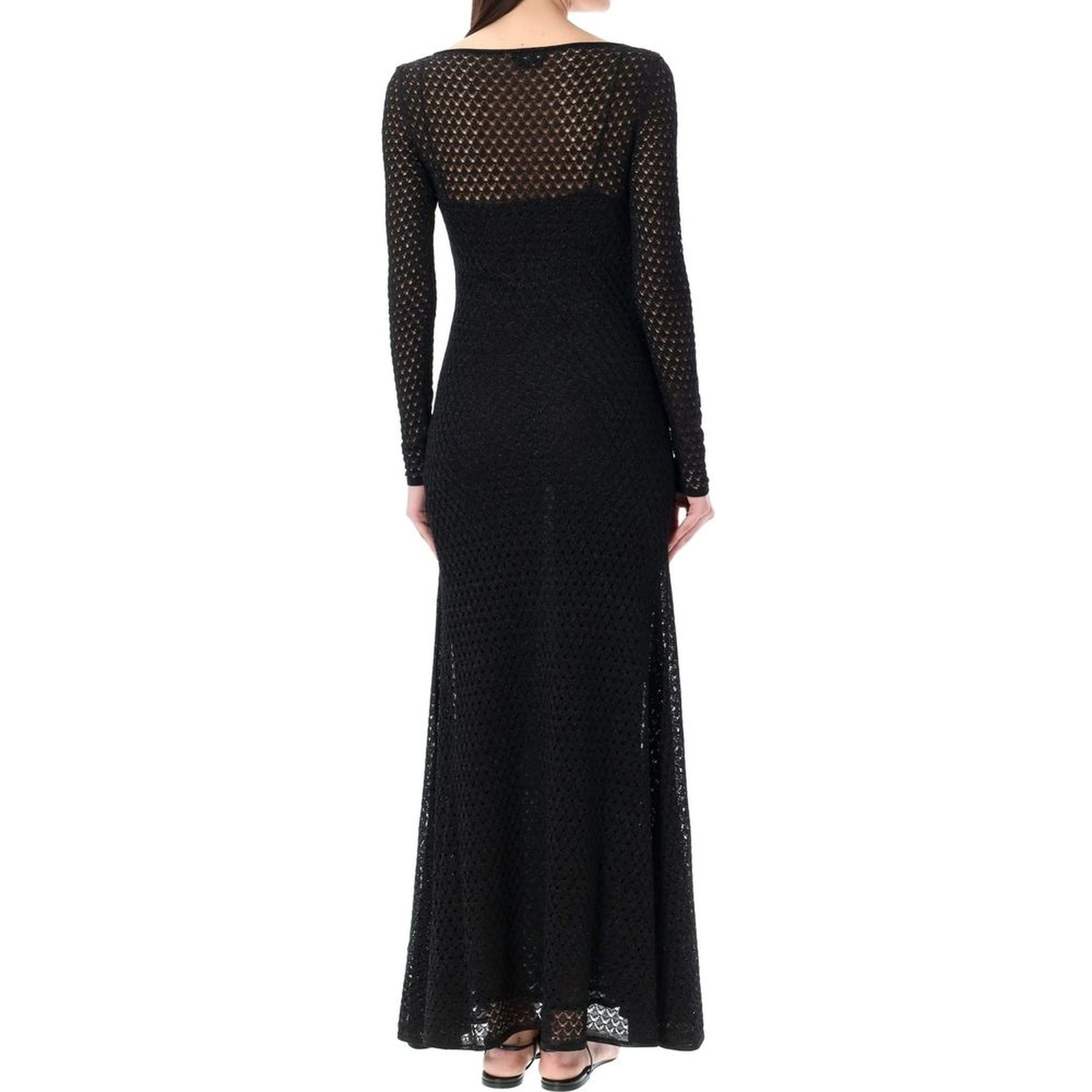 Black Metallic Fibre Casual Dress