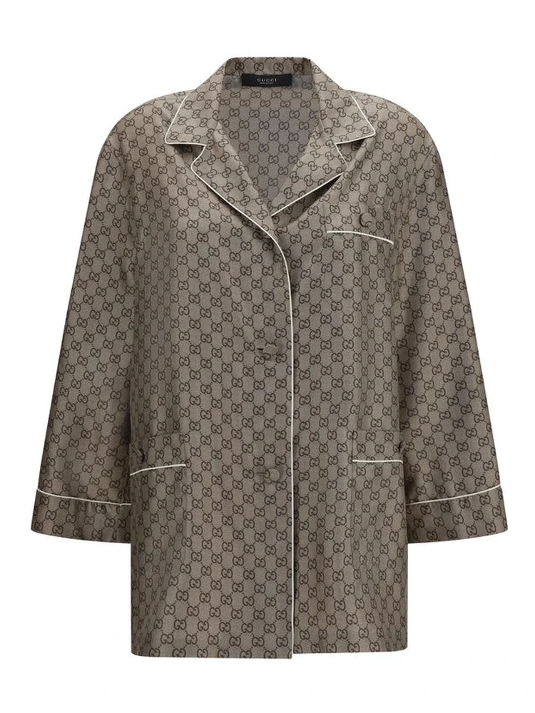 Beige Silk Dress Shirt