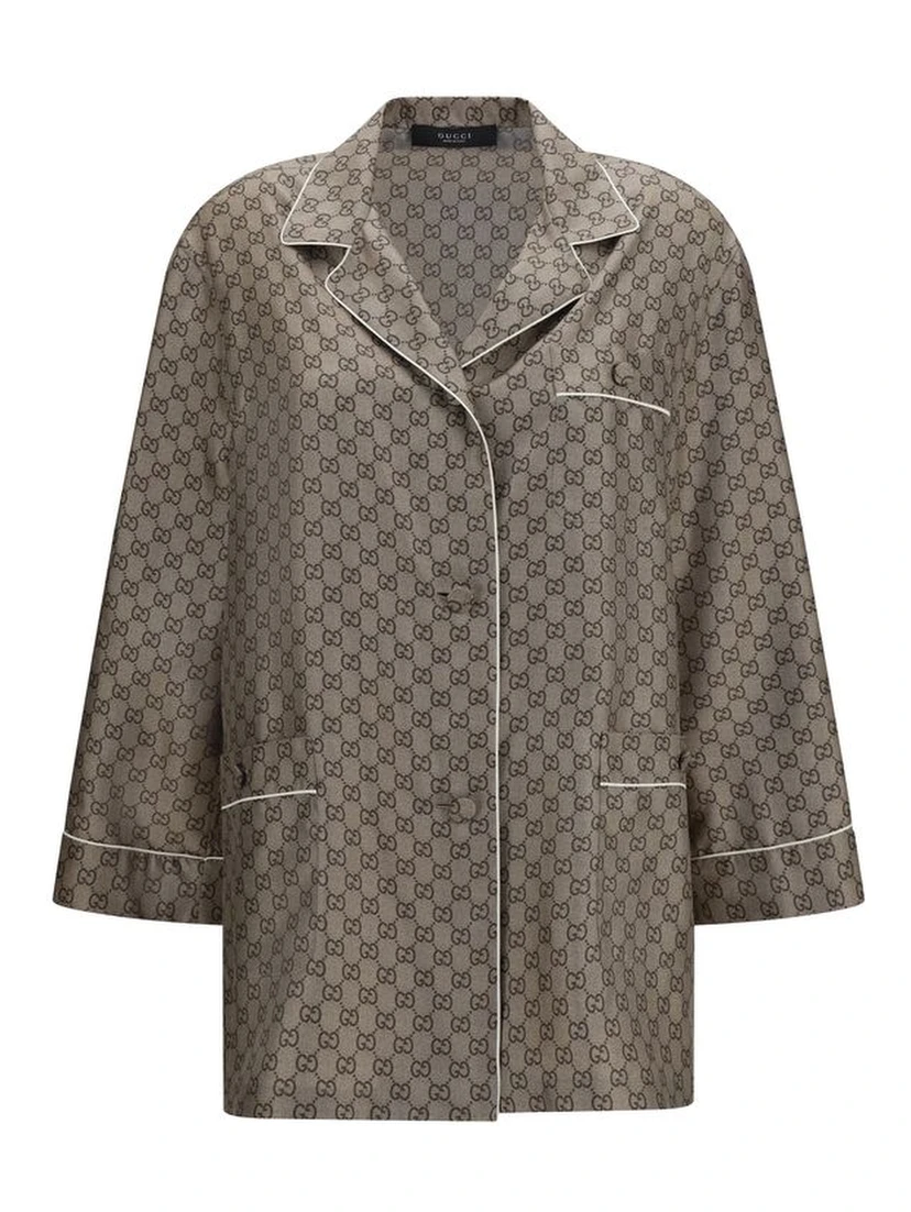 Beige Silk Dress Shirt