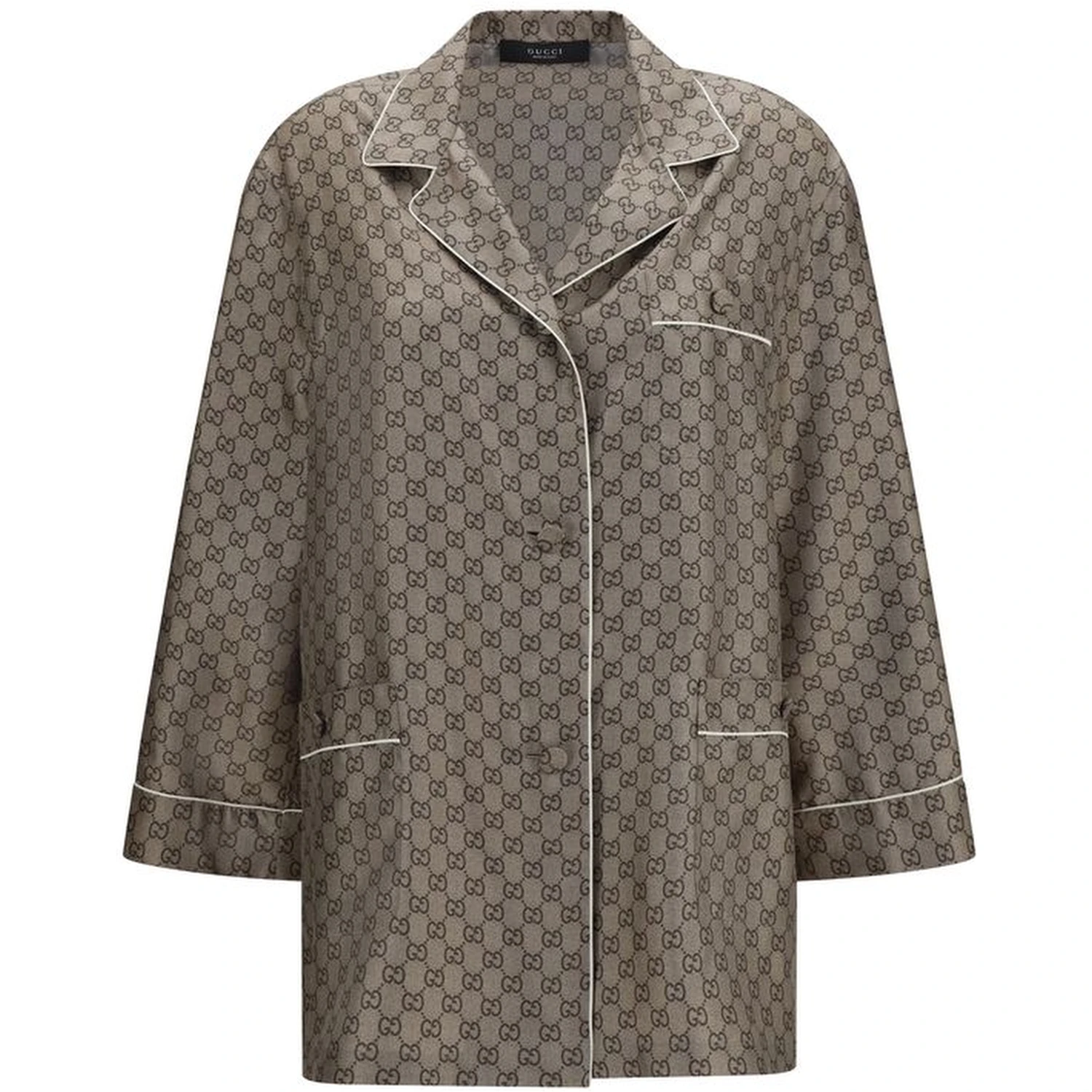 Beige Silk Dress Shirt