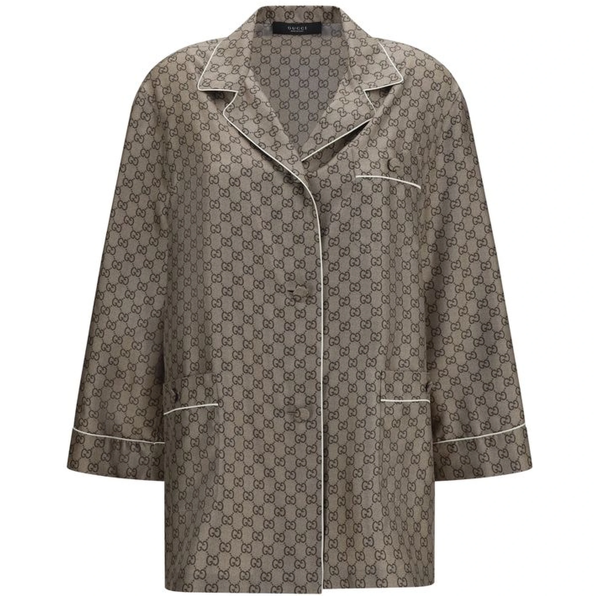Beige Silk Dress Shirt