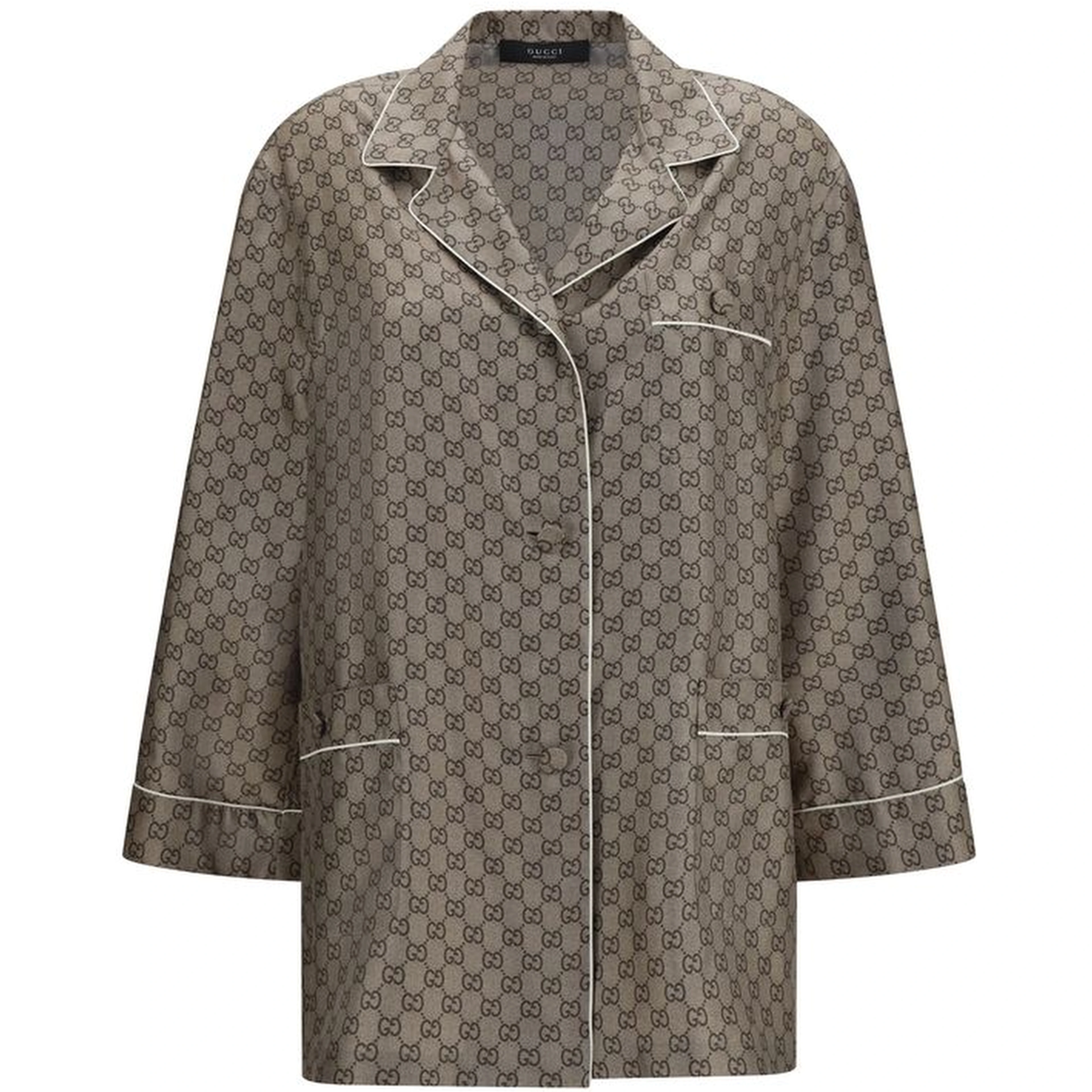 Beige Silk Dress Shirt