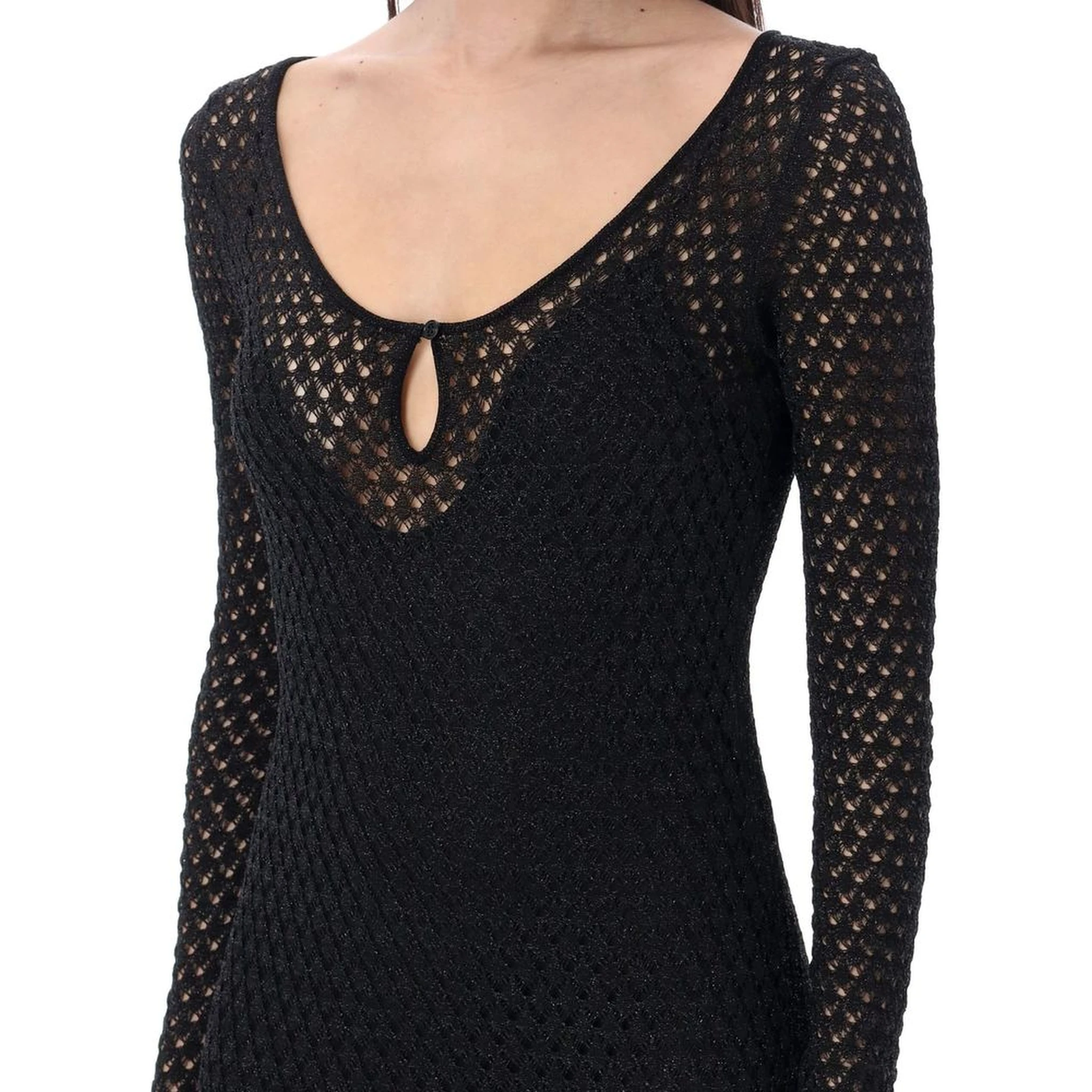 Black Metallic Fibre Casual Dress