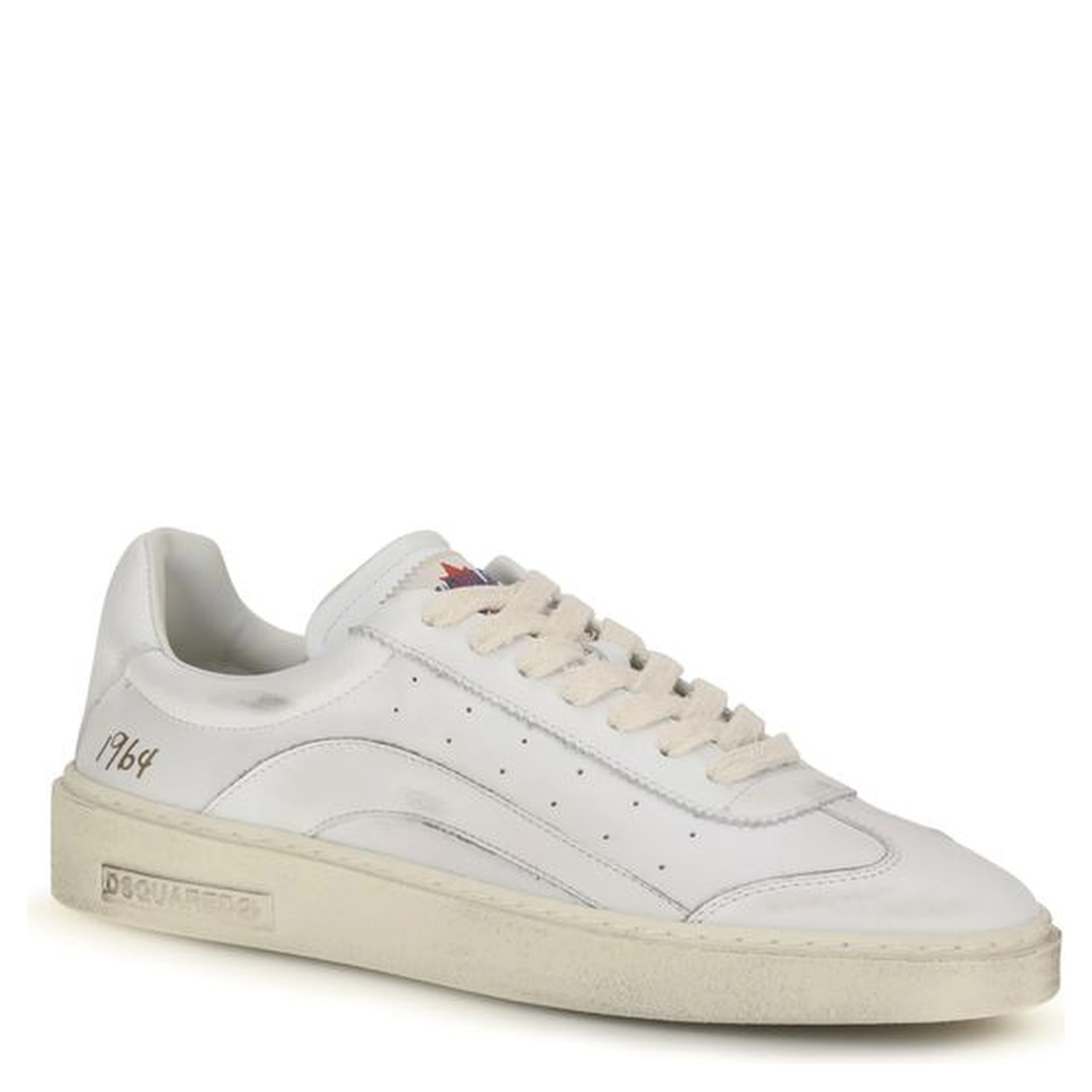 White Calf Leather Bos Taurus Low Top Sneakers