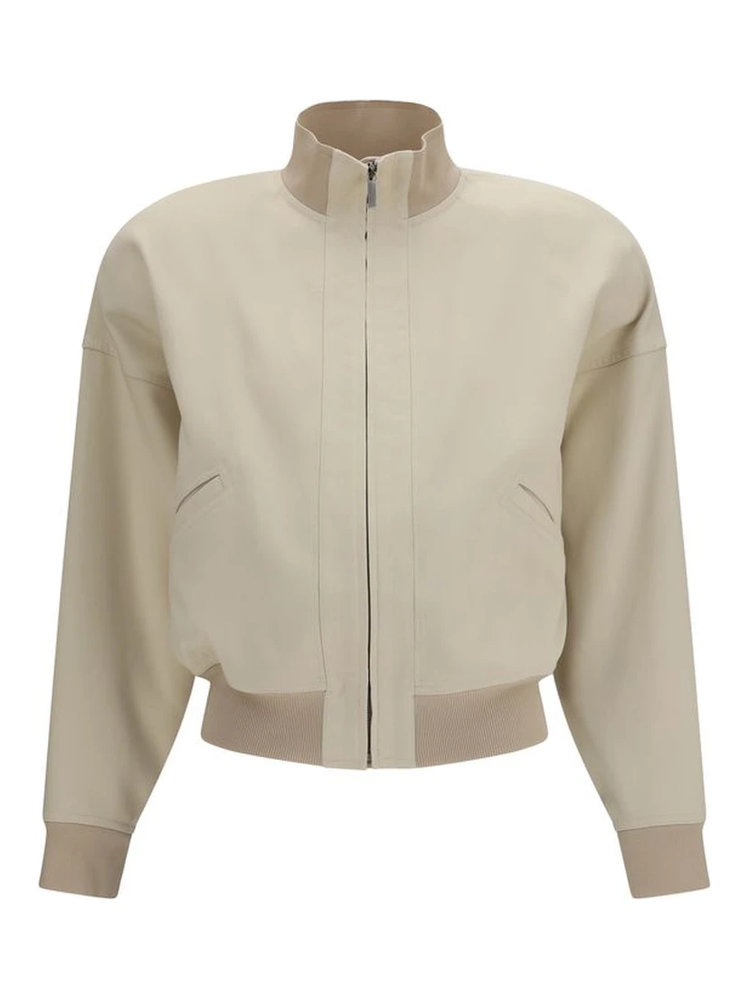 Beige Cotton Bomber