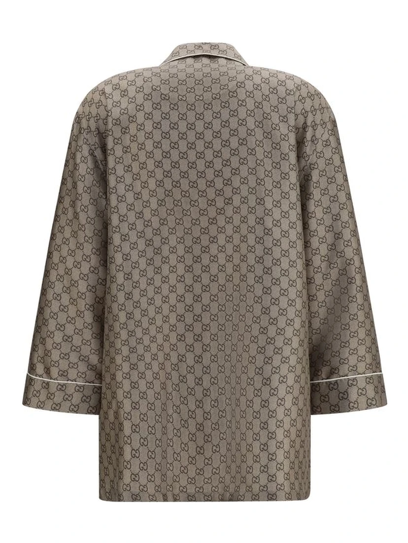 Beige Silk Dress Shirt