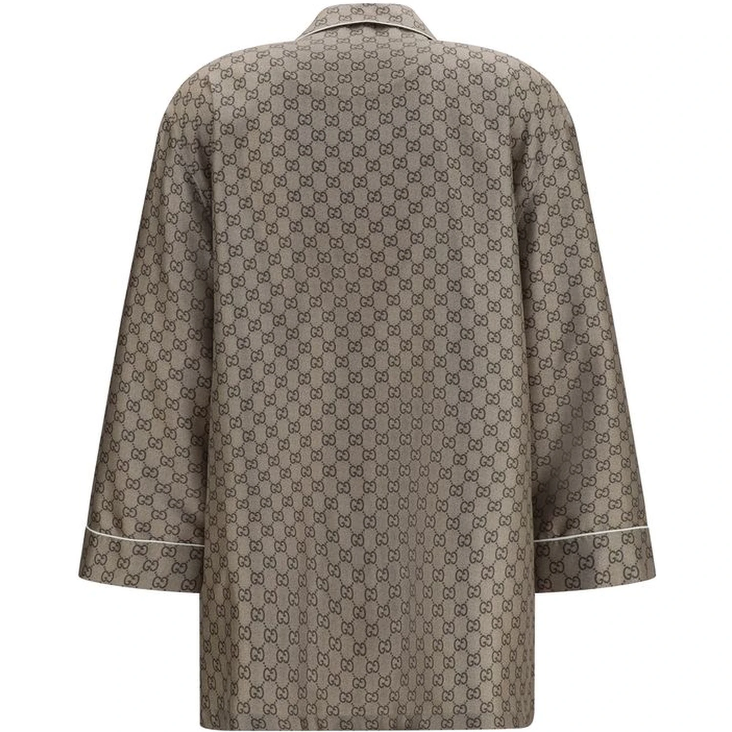 Beige Silk Dress Shirt