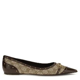 Beige Fabric Ballet Flats
