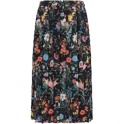 Multicolor Silk Midi Skirt