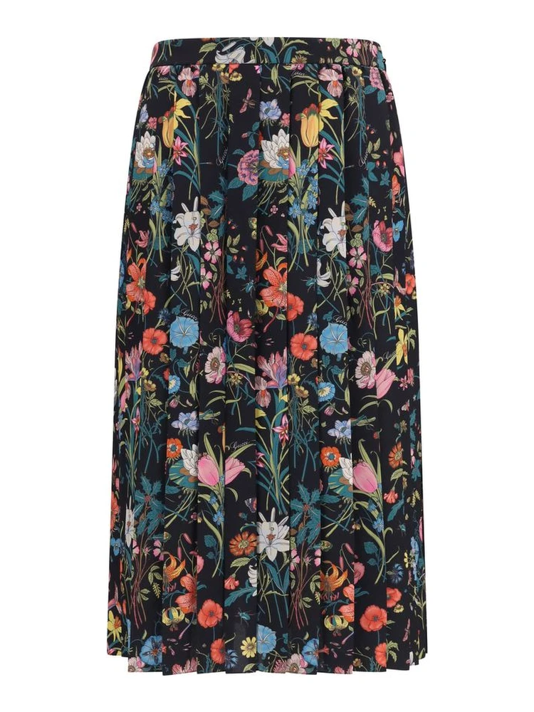 Multicolor Silk Midi Skirt