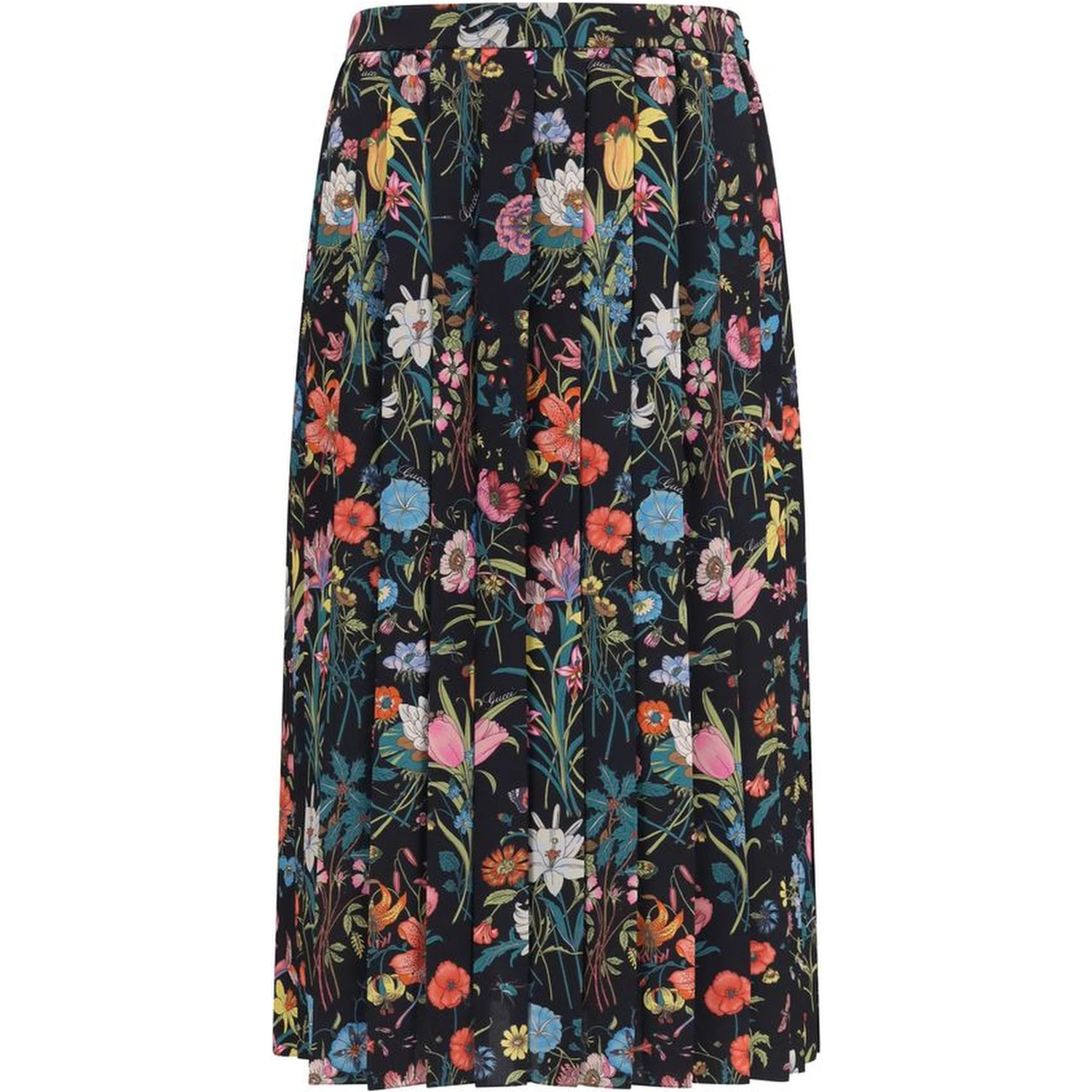 Multicolor Silk Midi Skirt