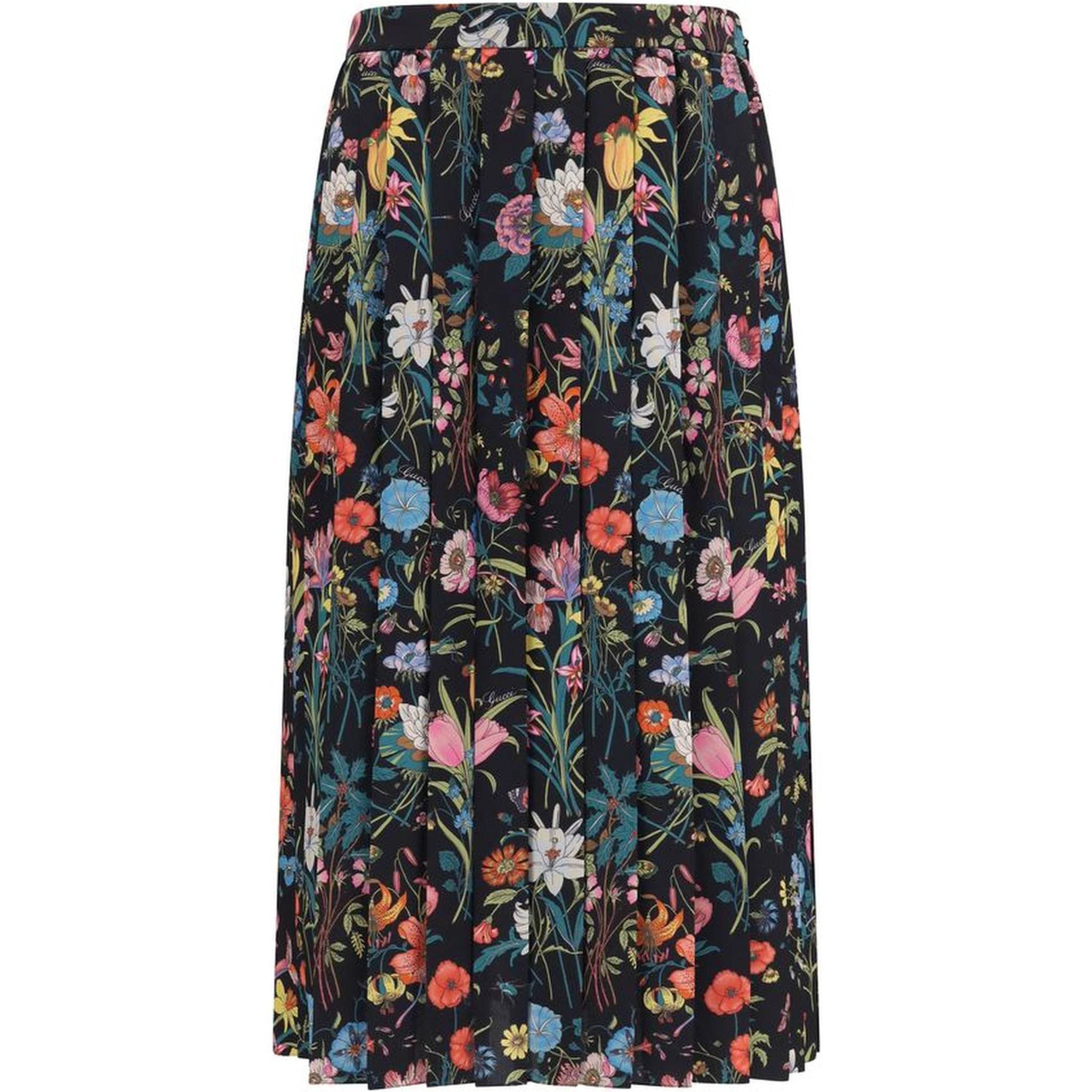 Multicolor Silk Midi Skirt