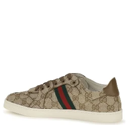 Beige Fabric Athletic Sneakers