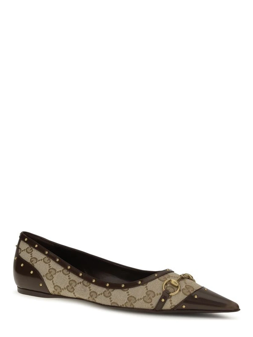 Beige Fabric Ballet Flats