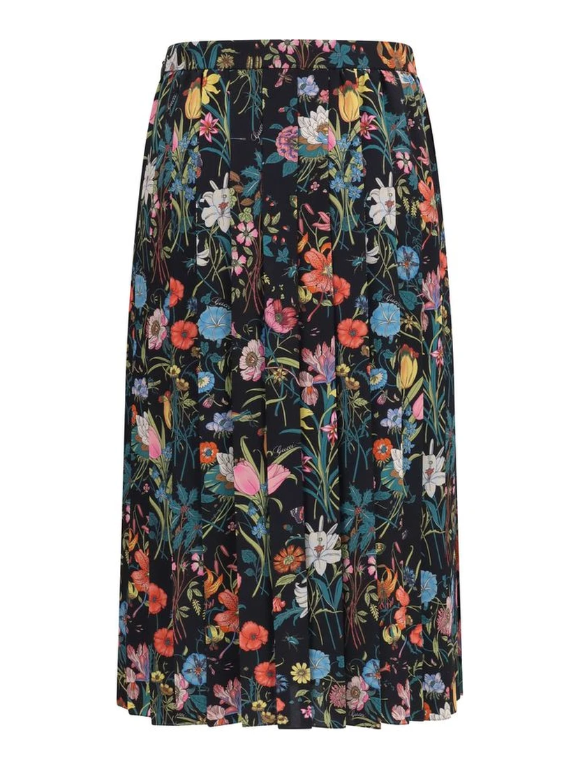 Multicolor Silk Midi Skirt