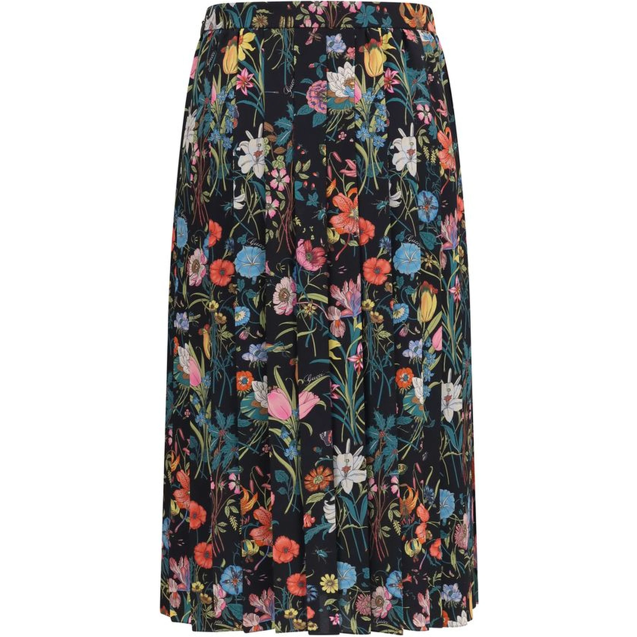 Multicolor Silk Midi Skirt
