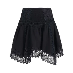 Black Cotton Mini Skirt