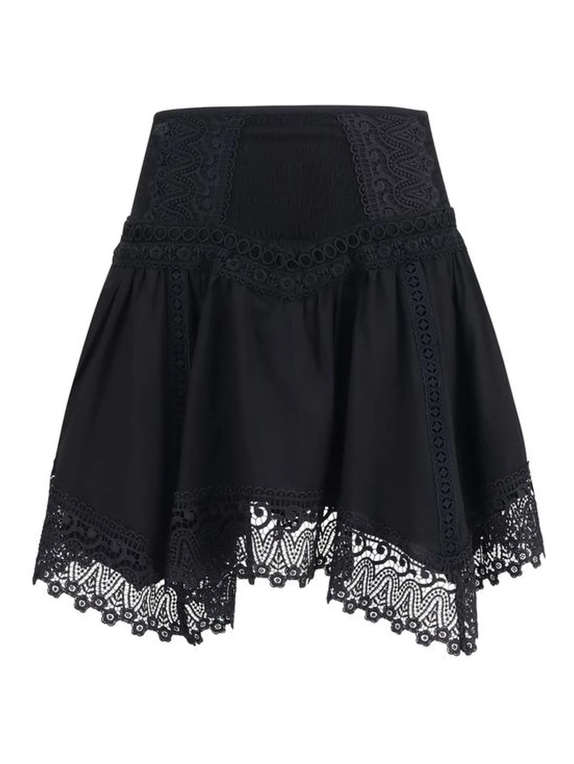 Black Cotton Mini Skirt
