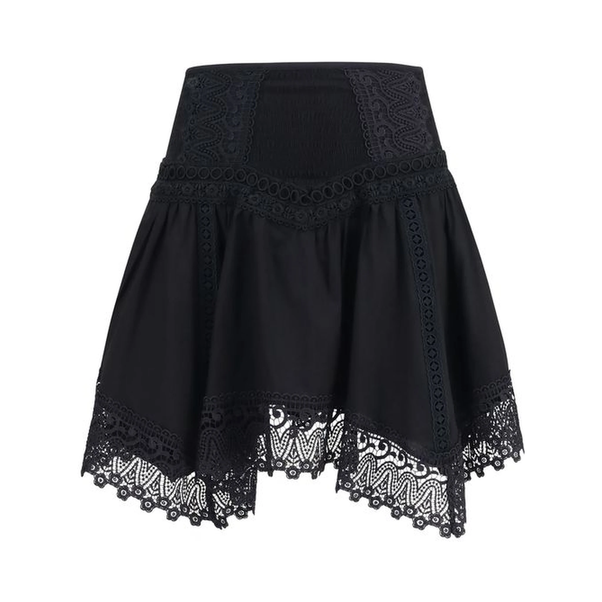 Black Cotton Mini Skirt