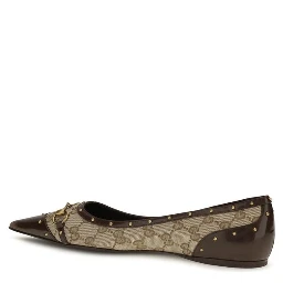 Beige Fabric Ballet Flats