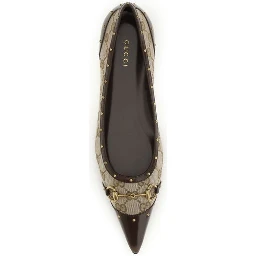 Beige Fabric Ballet Flats