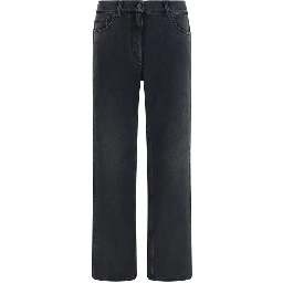 Black Cotton Straight-Leg Jeans