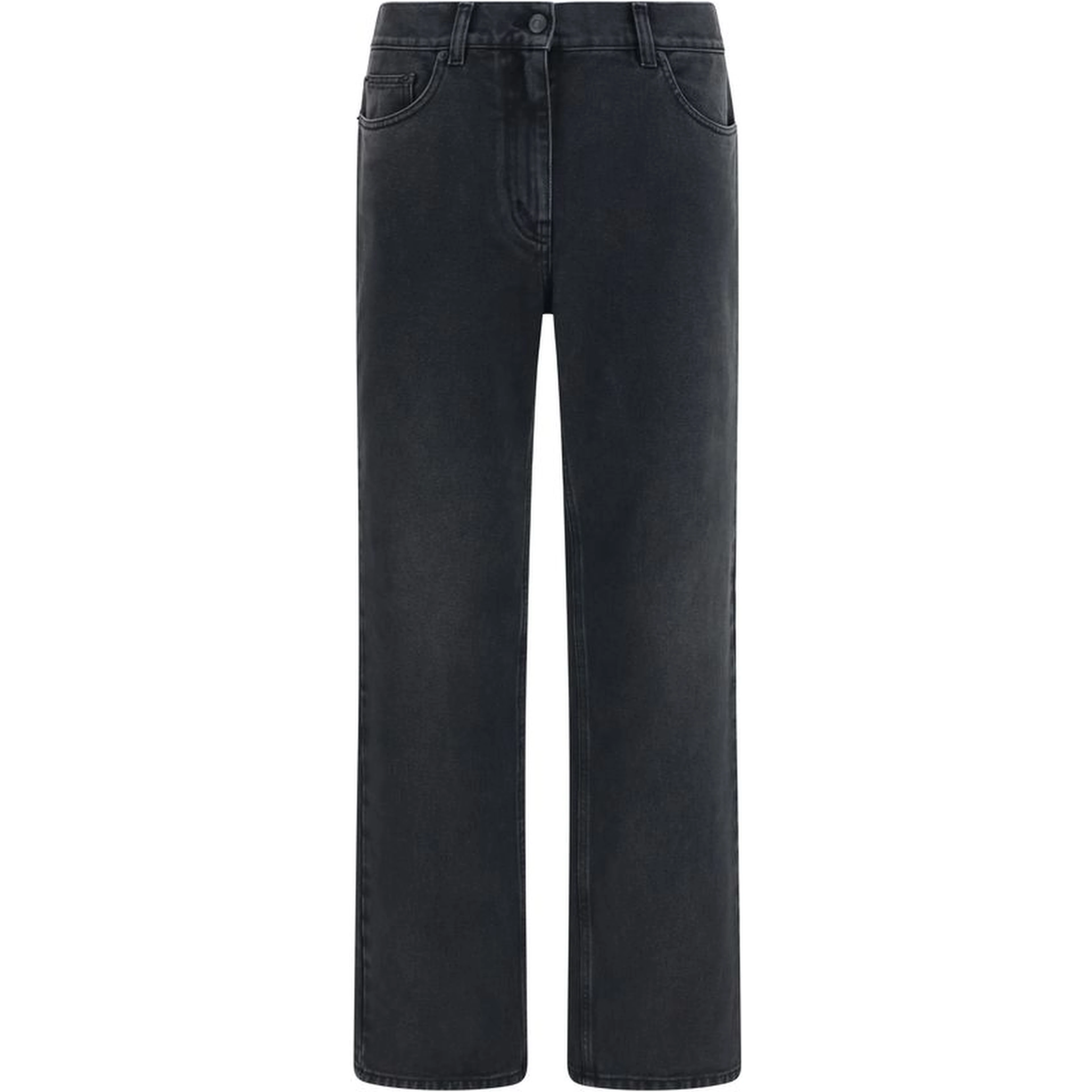 Black Cotton Straight-Leg Jeans