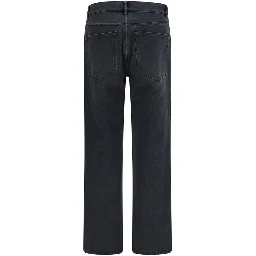 Black Cotton Straight-Leg Jeans