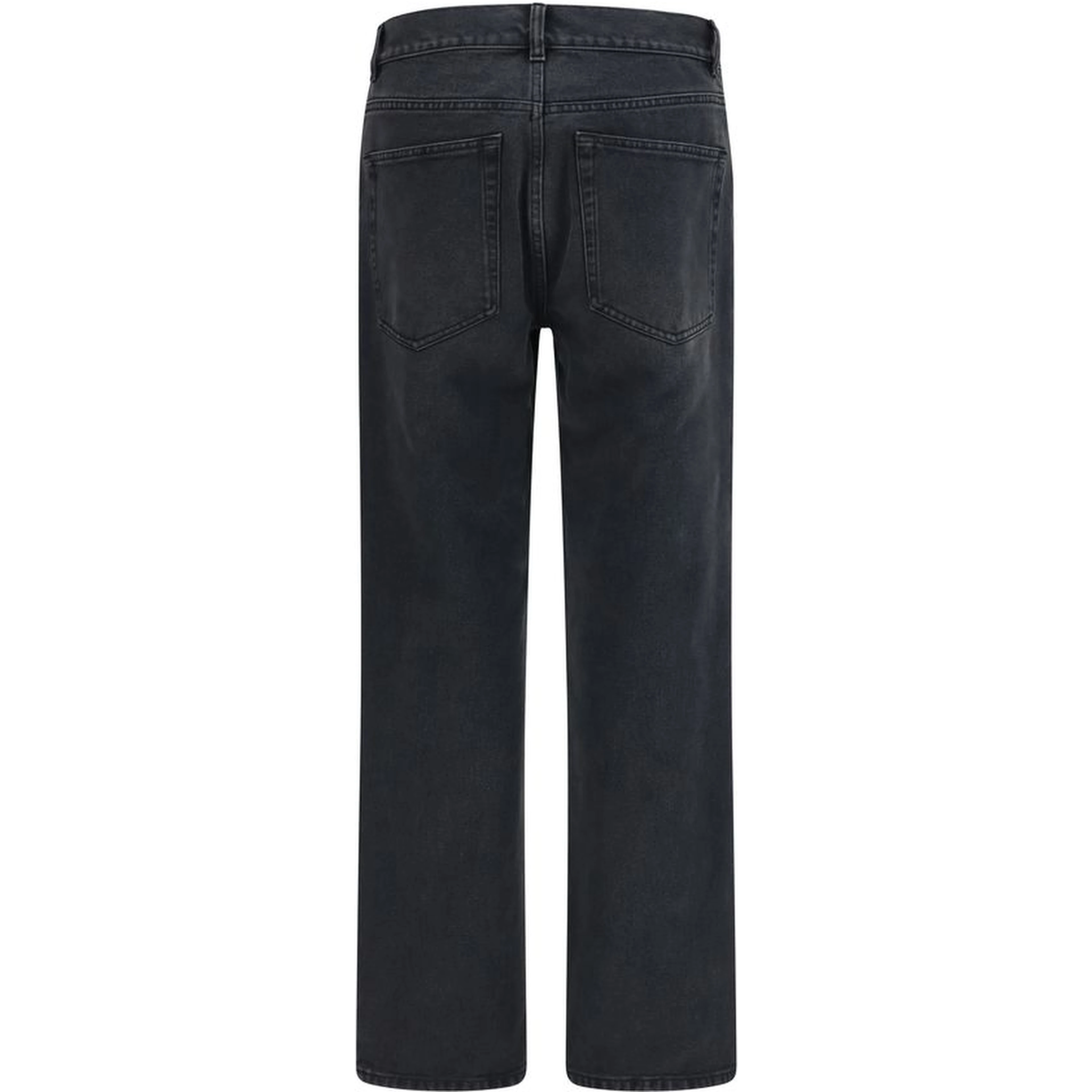 Black Cotton Straight-Leg Jeans