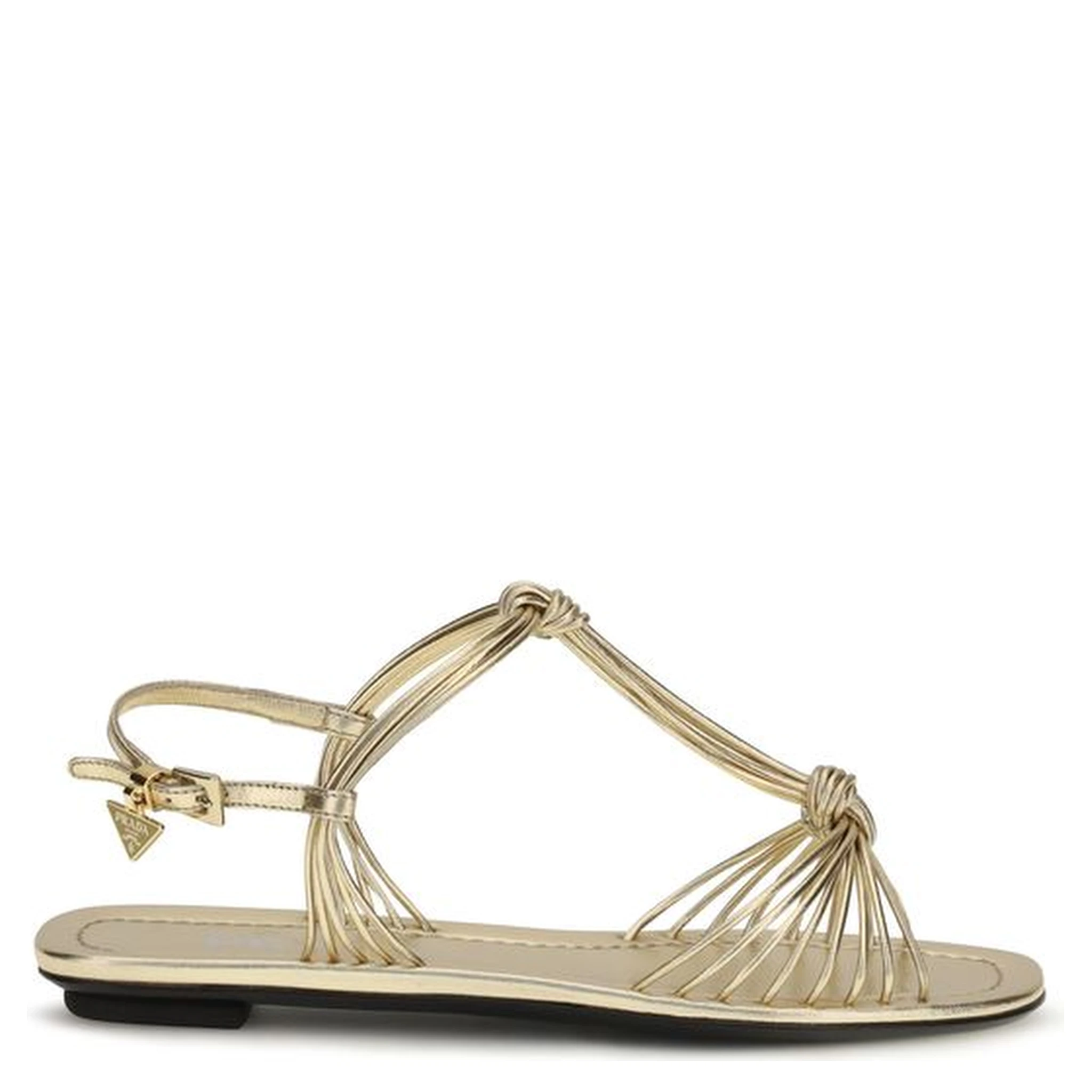 Gold Calf Leather Bos Taurus Flat Sandals