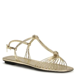 Gold Calf Leather Bos Taurus Flat Sandals