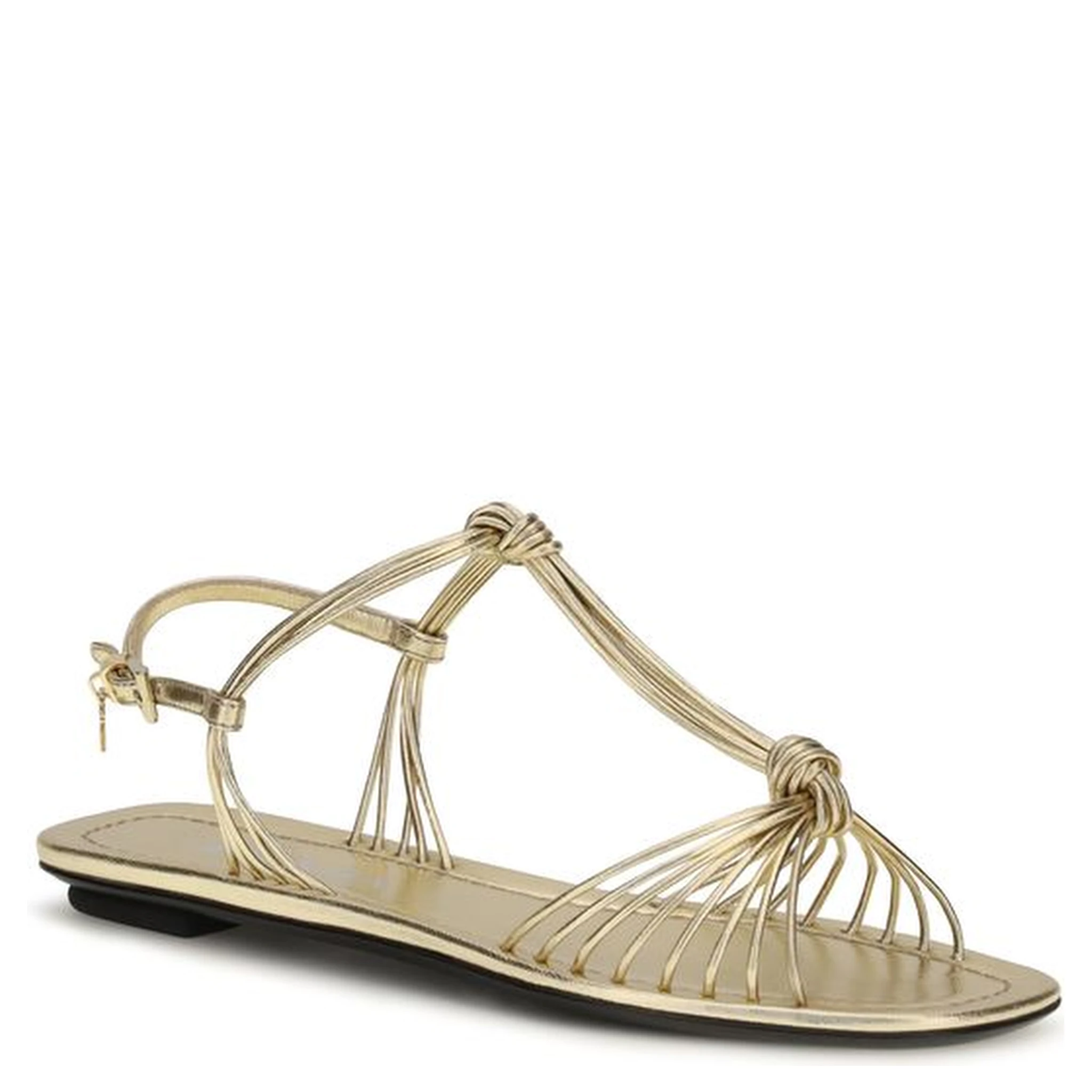 Gold Calf Leather Bos Taurus Flat Sandals