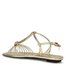 Gold Calf Leather Bos Taurus Flat Sandals