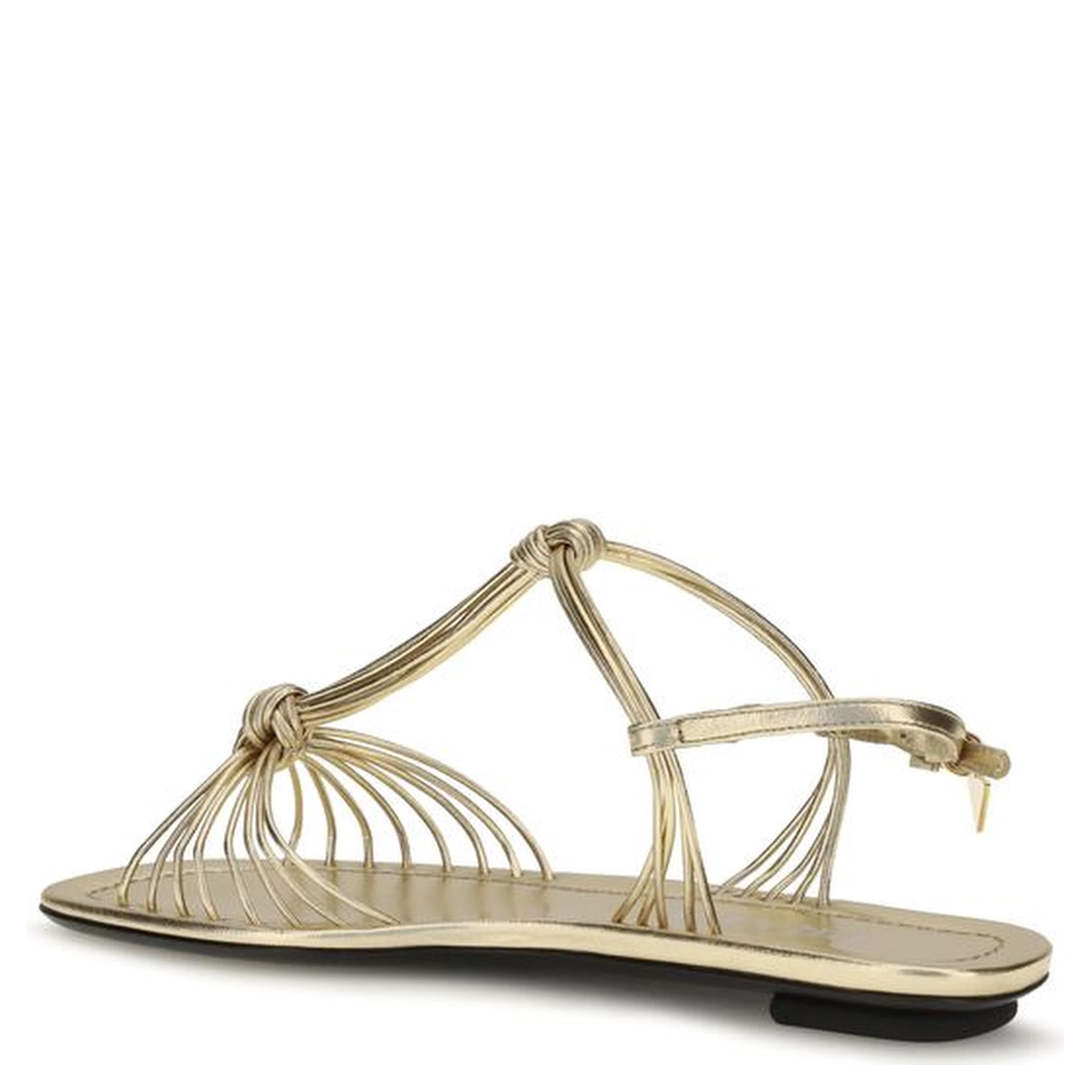 Gold Calf Leather Bos Taurus Flat Sandals